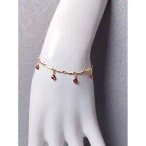 Handmade 14k Gold Filled Garnet Dainty Bracelet